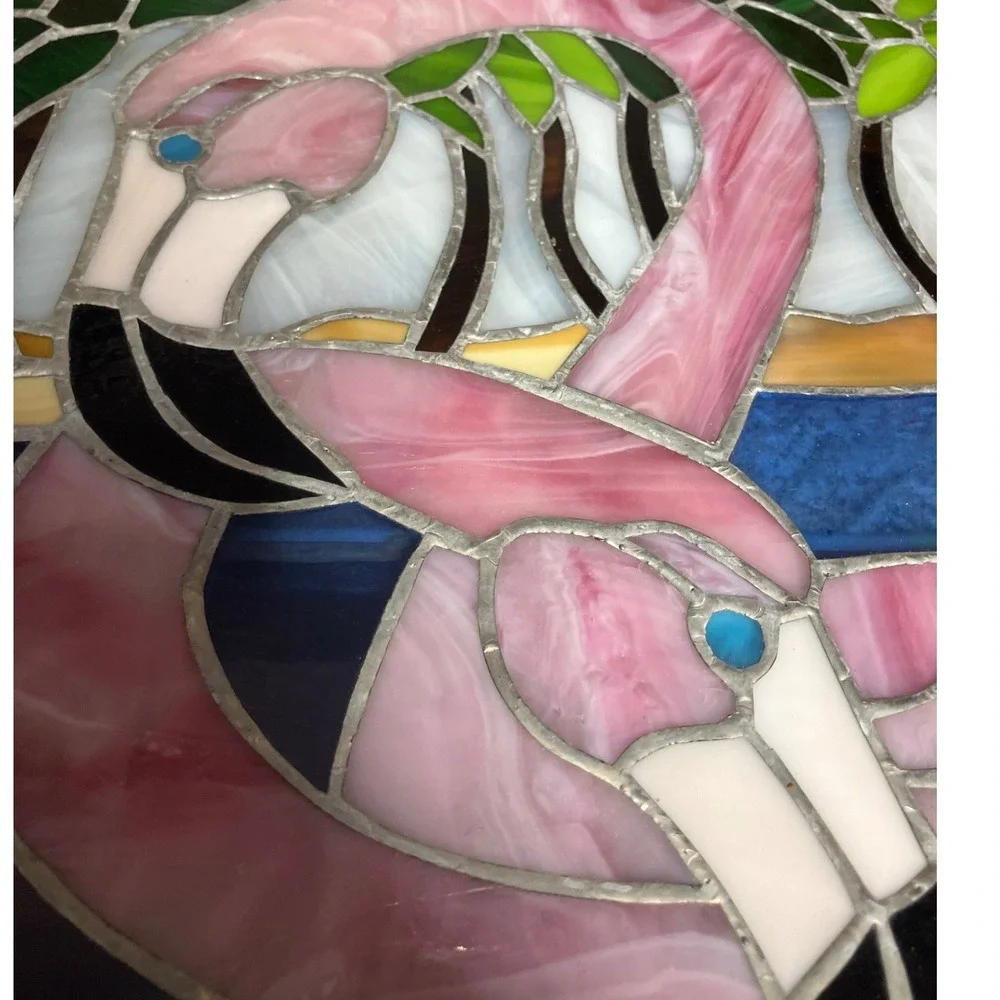 Pink Flamingo Stained Glass Wall Art - 20x15